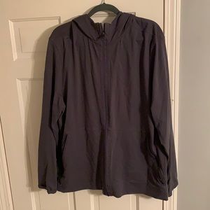 lululemon—xxl - gray light weight zipped hooded sweatshirt — very good condition